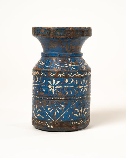 L'ÎLE BLEUE - BOUGEOIR EN BOIS PEINT À LA MAINS BLEU