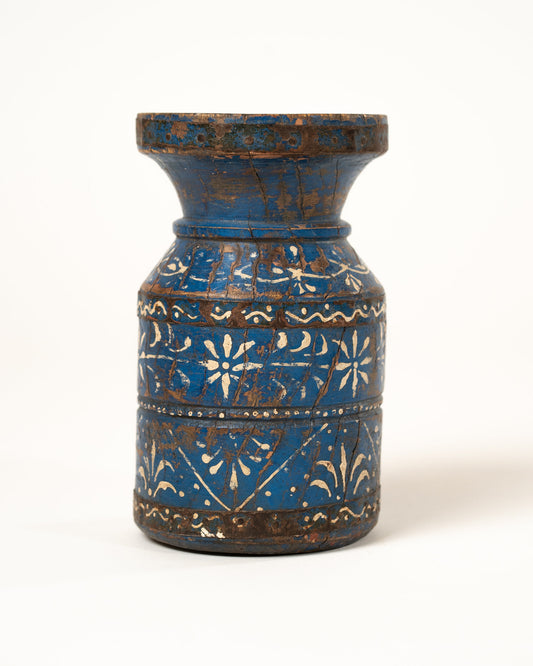 L'ÎLE BLEUE - BOUGEOIR EN BOIS PEINT À LA MAINS BLEU