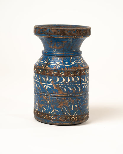 L'ÎLE BLEUE - BOUGEOIR EN BOIS PEINT À LA MAINS BLEU