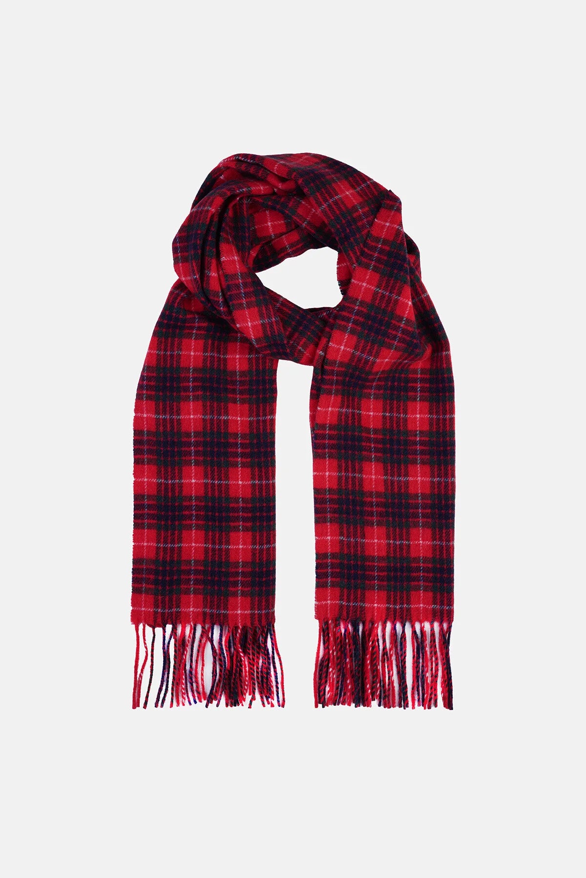 Écharpe homme Baracuta en tartan rouge Fraser à franges, troisième vue