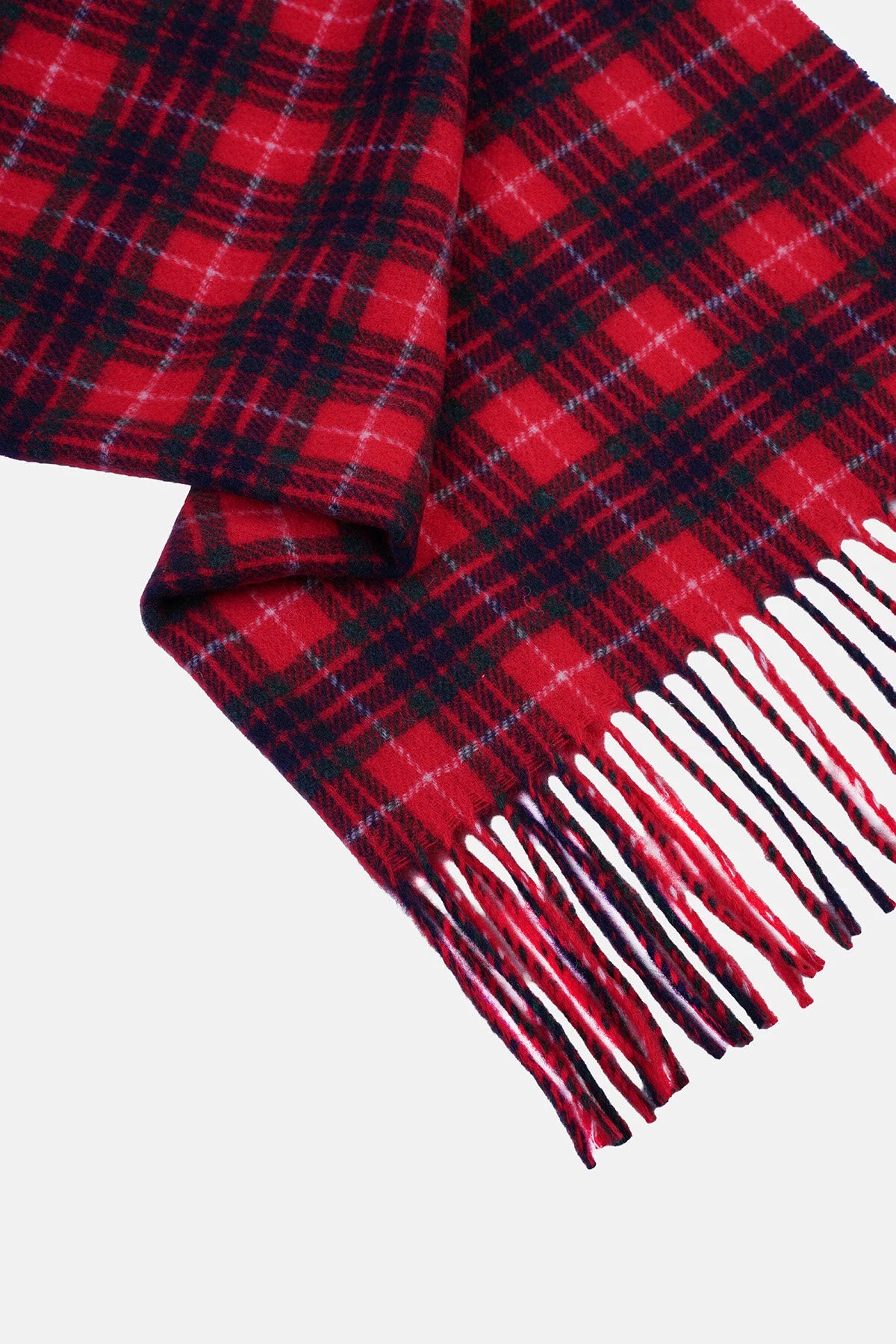 Écharpe homme Baracuta en tartan rouge Fraser à franges, deuxième vue