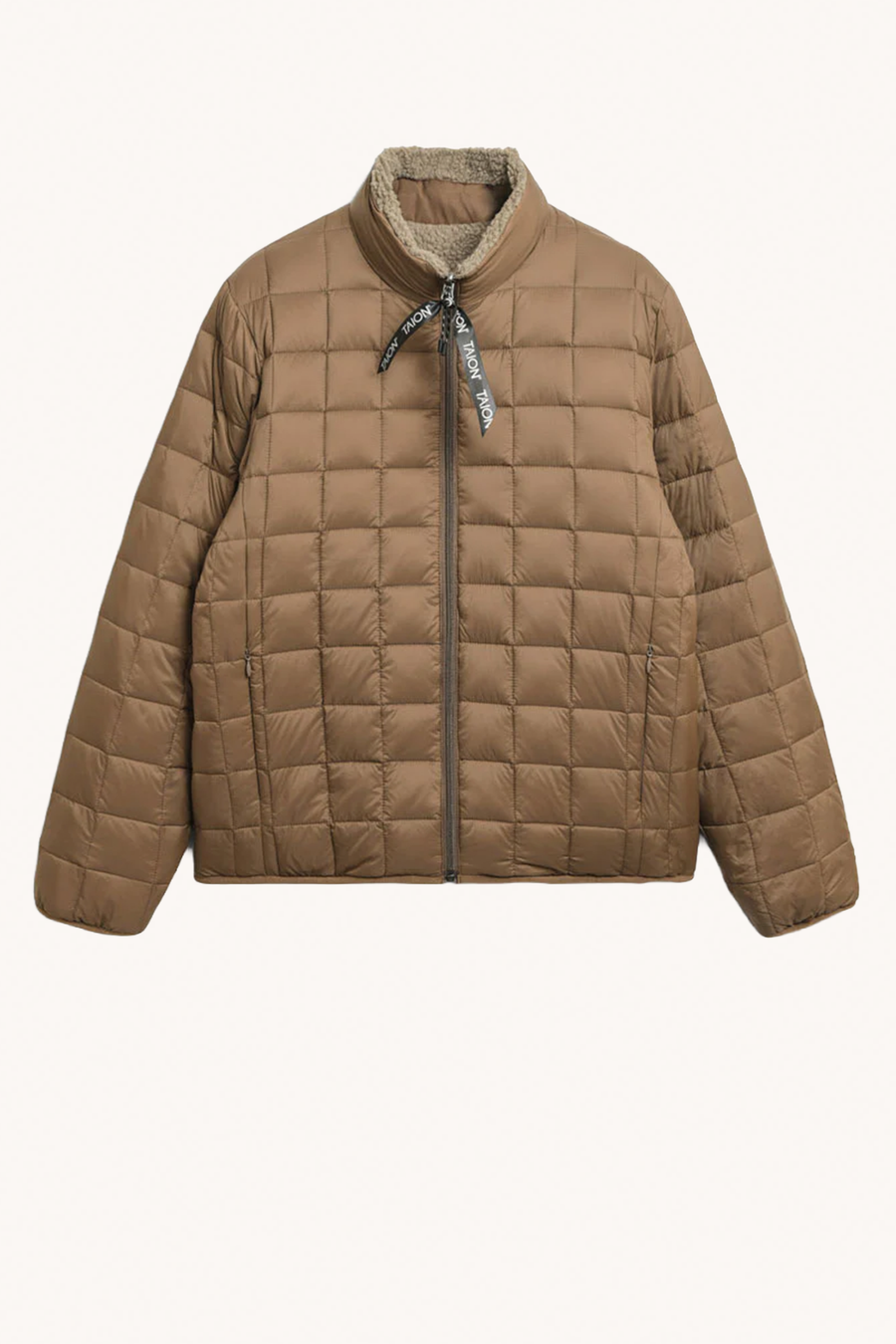 TAION - VESTE RÉVERSIBLE BOA MARRON