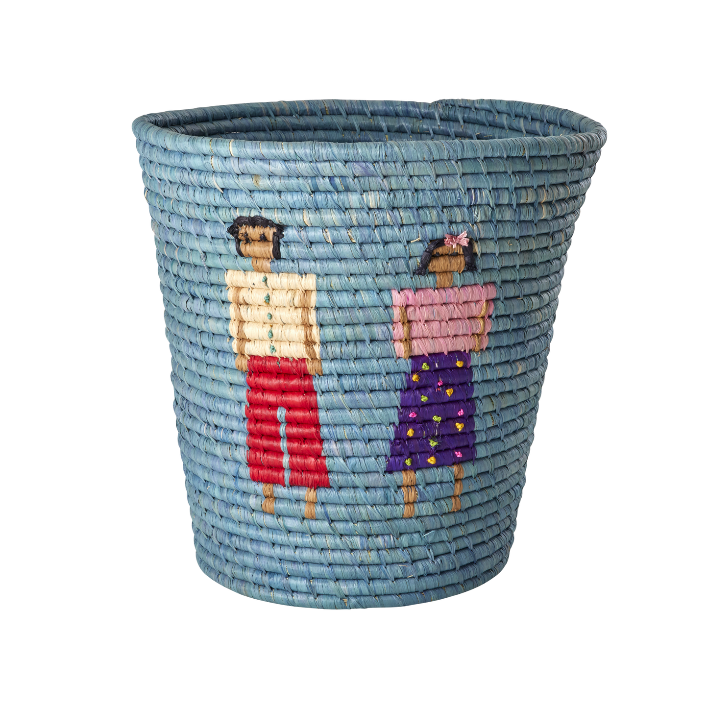 RICE - Panier de Rangement Rond en Raphia - Bleu - People Design