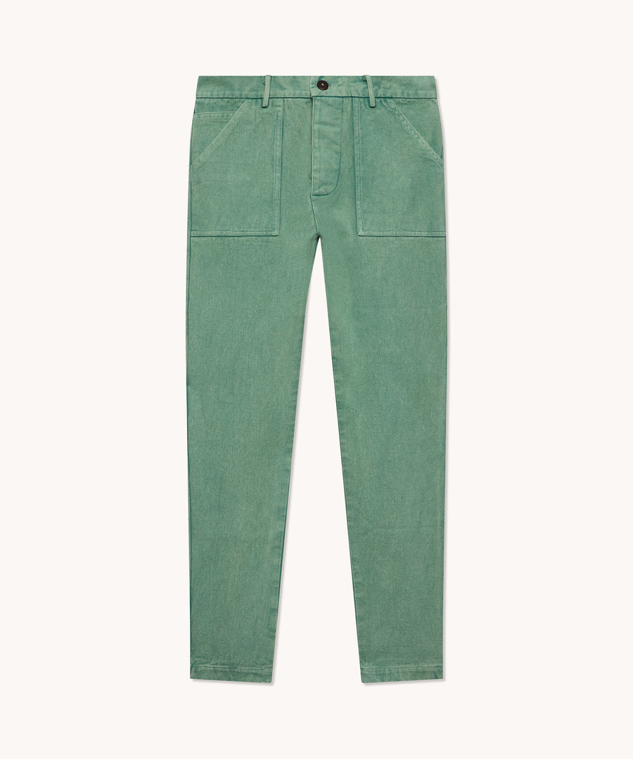 L'ÎLE BLEUE - Pantalon homme Berni vert en twill de coton