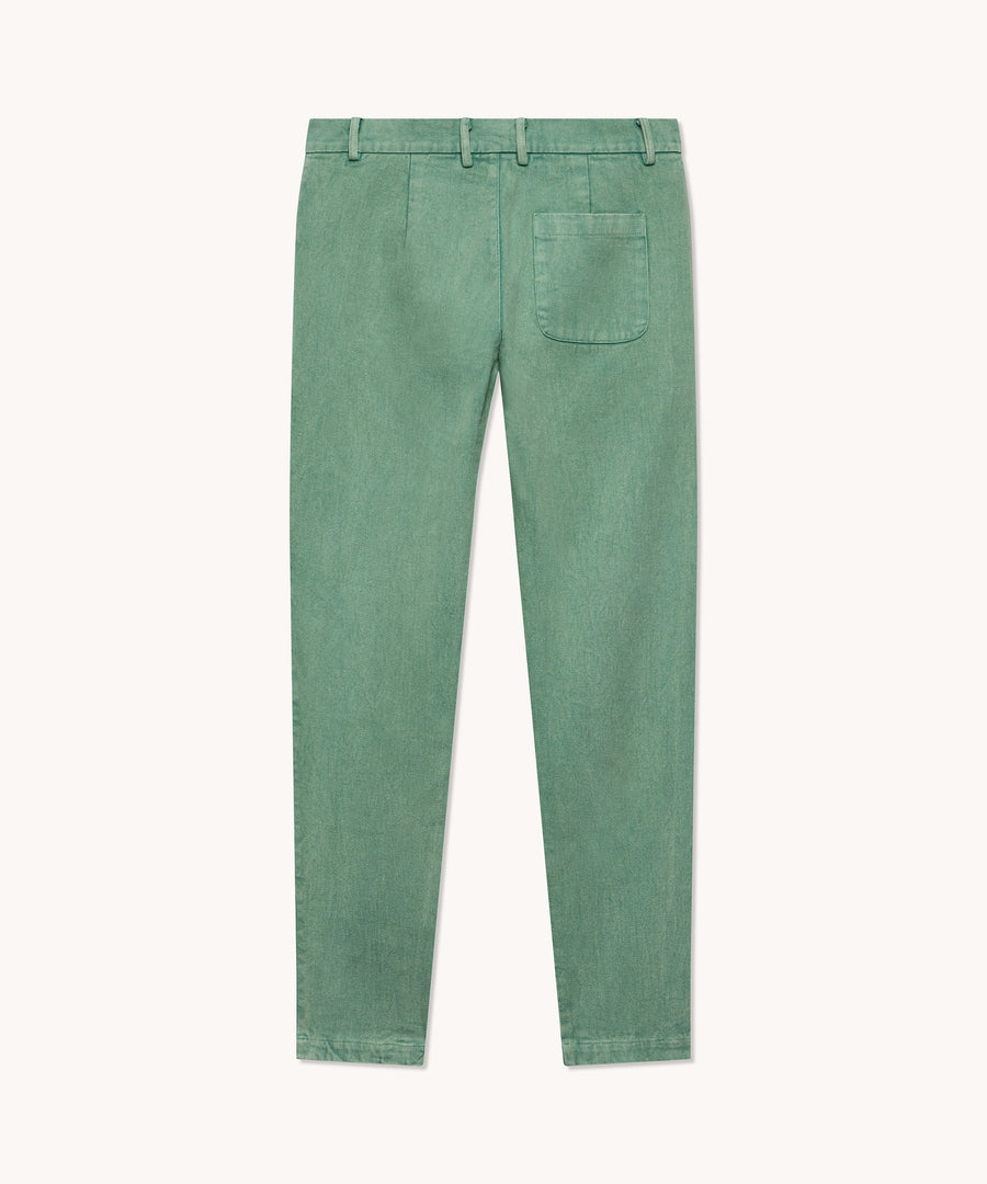 L'ÎLE BLEUE - Pantalon homme Berni vert en twill de coton