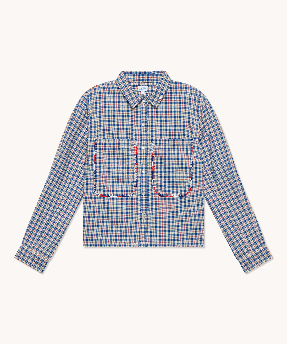 Chemise femme L'Île Bleue Frédérique carreaux bleu et rouge, vue principale