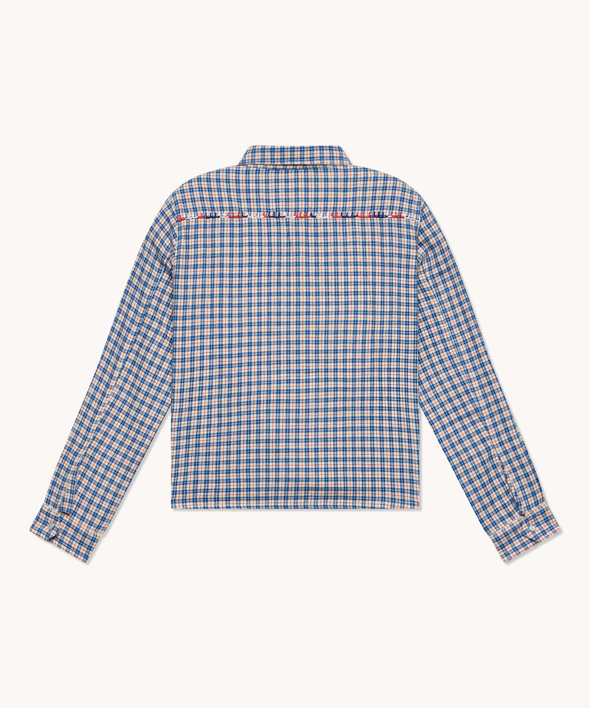 Chemise femme L'Île Bleue Frédérique carreaux bleu et rouge, deuxième vue
