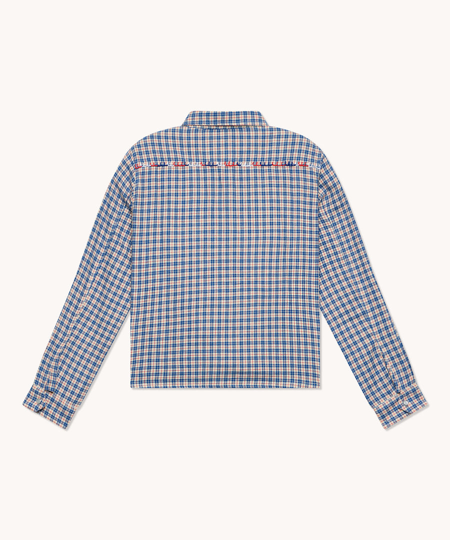 Chemise femme L'Île Bleue Frédérique carreaux bleu et rouge, deuxième vue