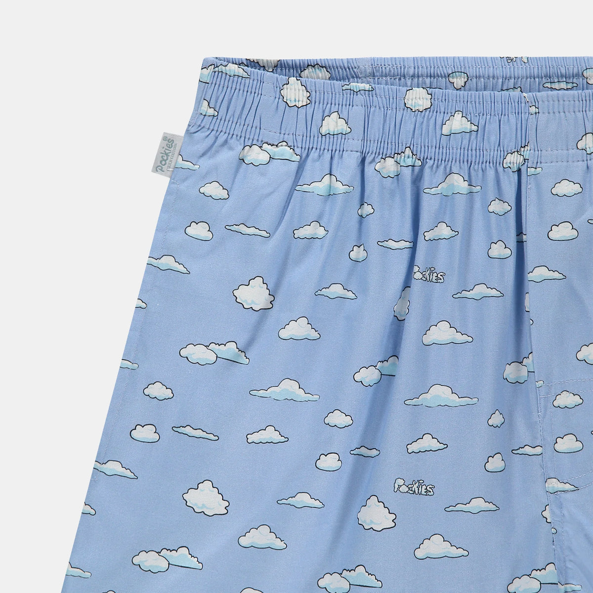 Boxer Pockies Blue Clouds bleu en coton bio, autre angle