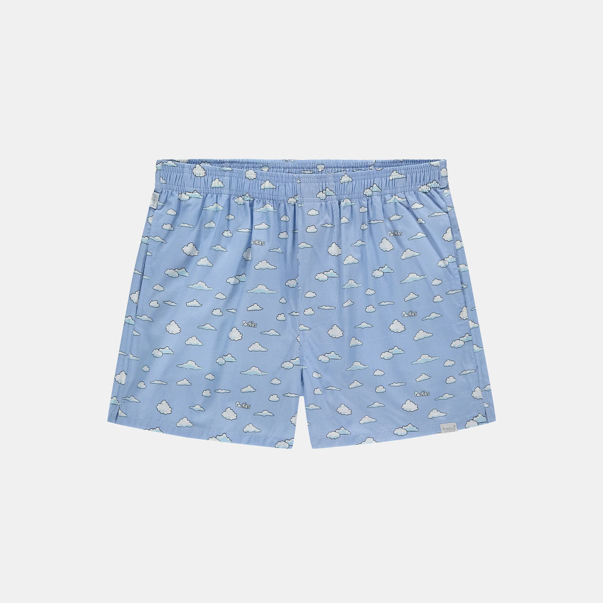 Boxer Pockies Blue Clouds bleu en coton bio, vue principale