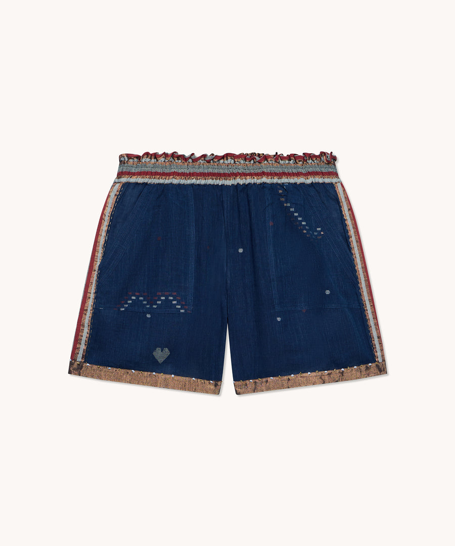 L'Ile Bleue - Short Coton Jamdani Bleu