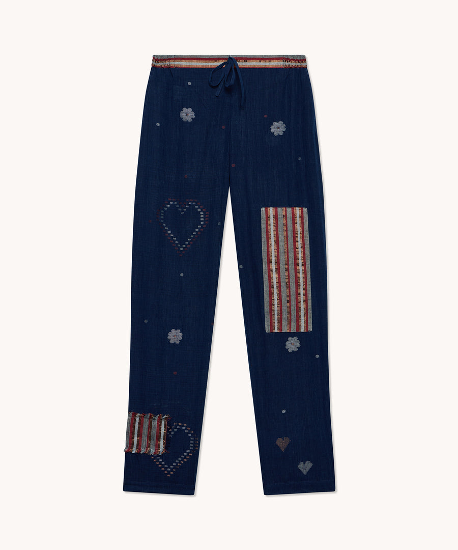L'ÎLE BLEUE - Boubou makepeace en coton jamdani bleu