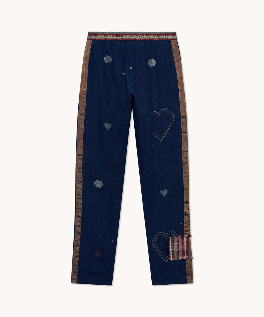 L'ÎLE BLEUE - Boubou makepeace en coton jamdani bleu