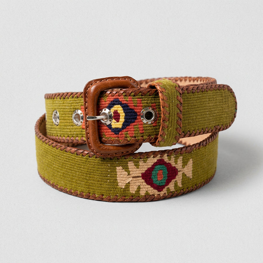 Ceinture tissée unisexe La Mansa Vert Cacería, vue principale