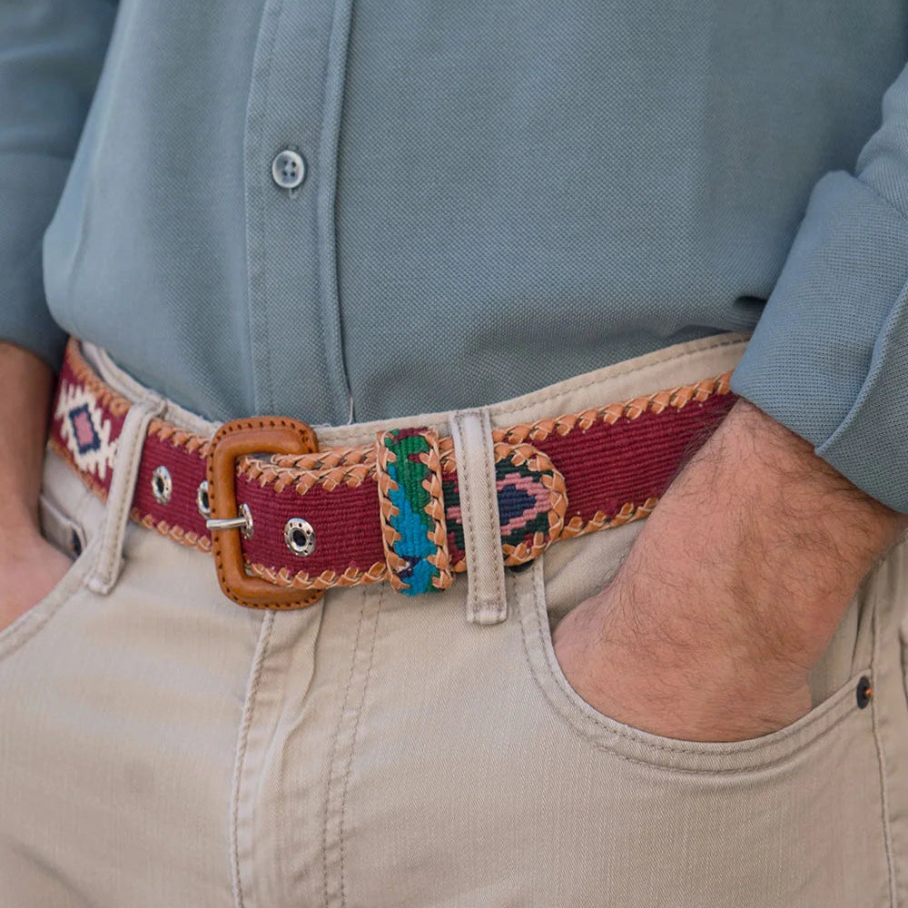 Ceinture tissée unisexe La Mansa Bordeaux, troisième vue