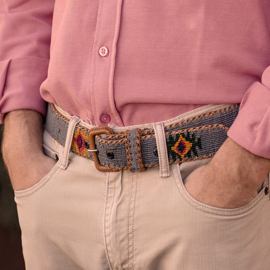 Ceinture tissée unisexe La Mansa Gris Perle, deuxième vue