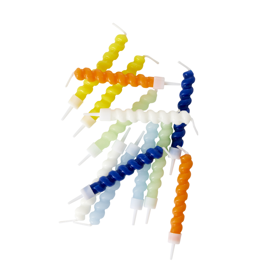 RICE - Petite bougie d'anniversaire - Bleu - Motif torsadé - paquet de 12