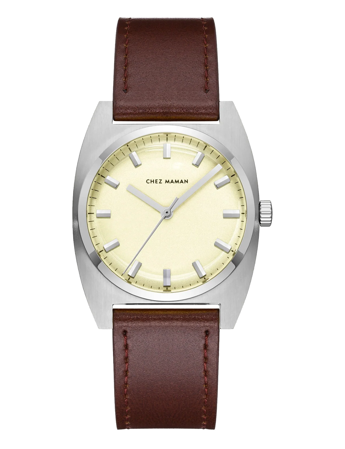 Montre Chez Maman La Phoenix Silver cuir marron, vue principale