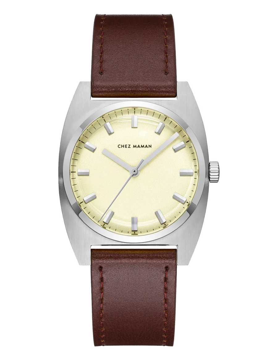 Montre Chez Maman La Phoenix Silver cuir marron, vue principale