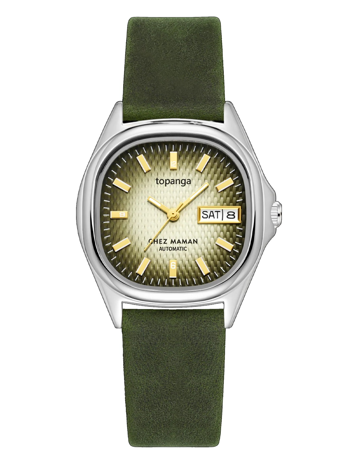 Montre Chez Maman Topanga Green Silver cuir kaki, vue principale