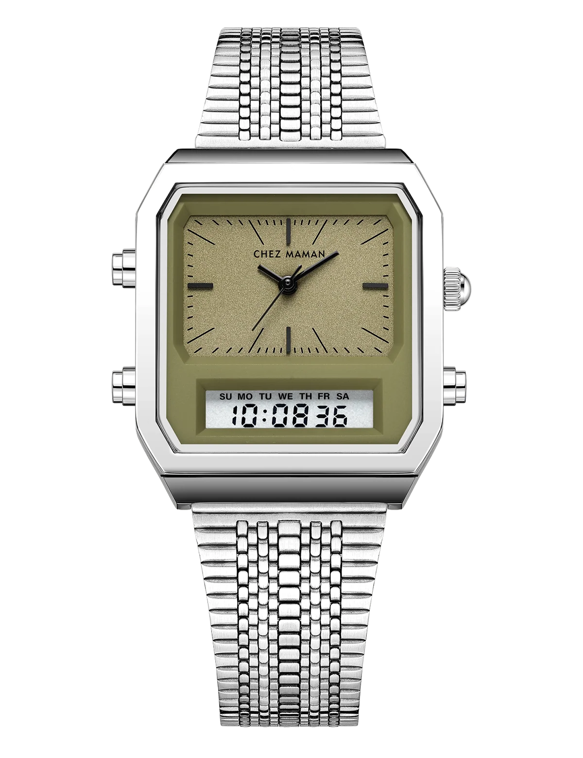 Montre Chez Maman La Twin Safari bracelet milanais, vue principale