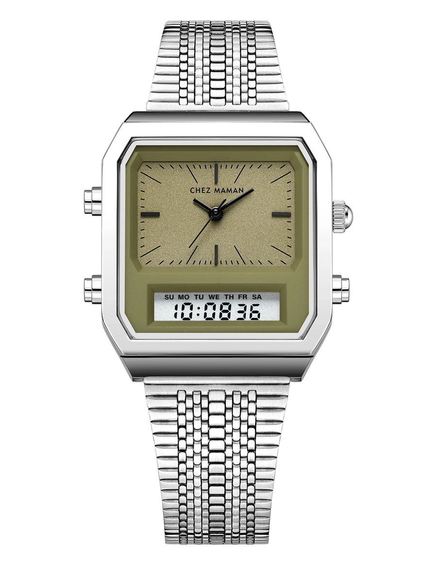 Montre Chez Maman La Twin Safari bracelet milanais, vue principale