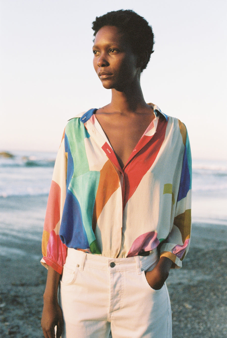 G.KERO - BLOUSE SPEECH POUR FEMME CREAMY ET MULTICOLORE