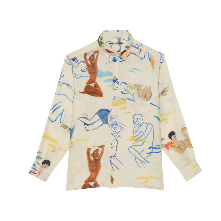 G.KERO - Chemise en Lin Crush Model Pink Hawai