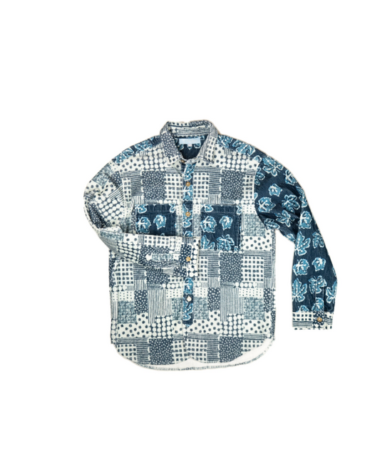 L'ÎLE BLEUE - SURCHEMISE CORDUROY PATCH BLEU