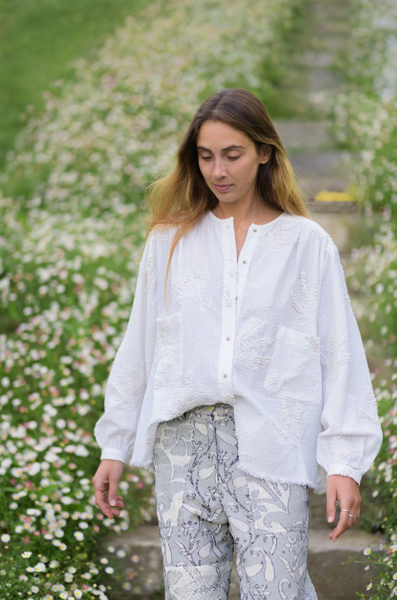 L'ÎLE BLEUE - Blouse Femme Kamini en coton gauffré