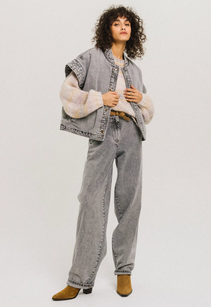 TINSELS - Veste Sans Manches Femme Jeans Gris