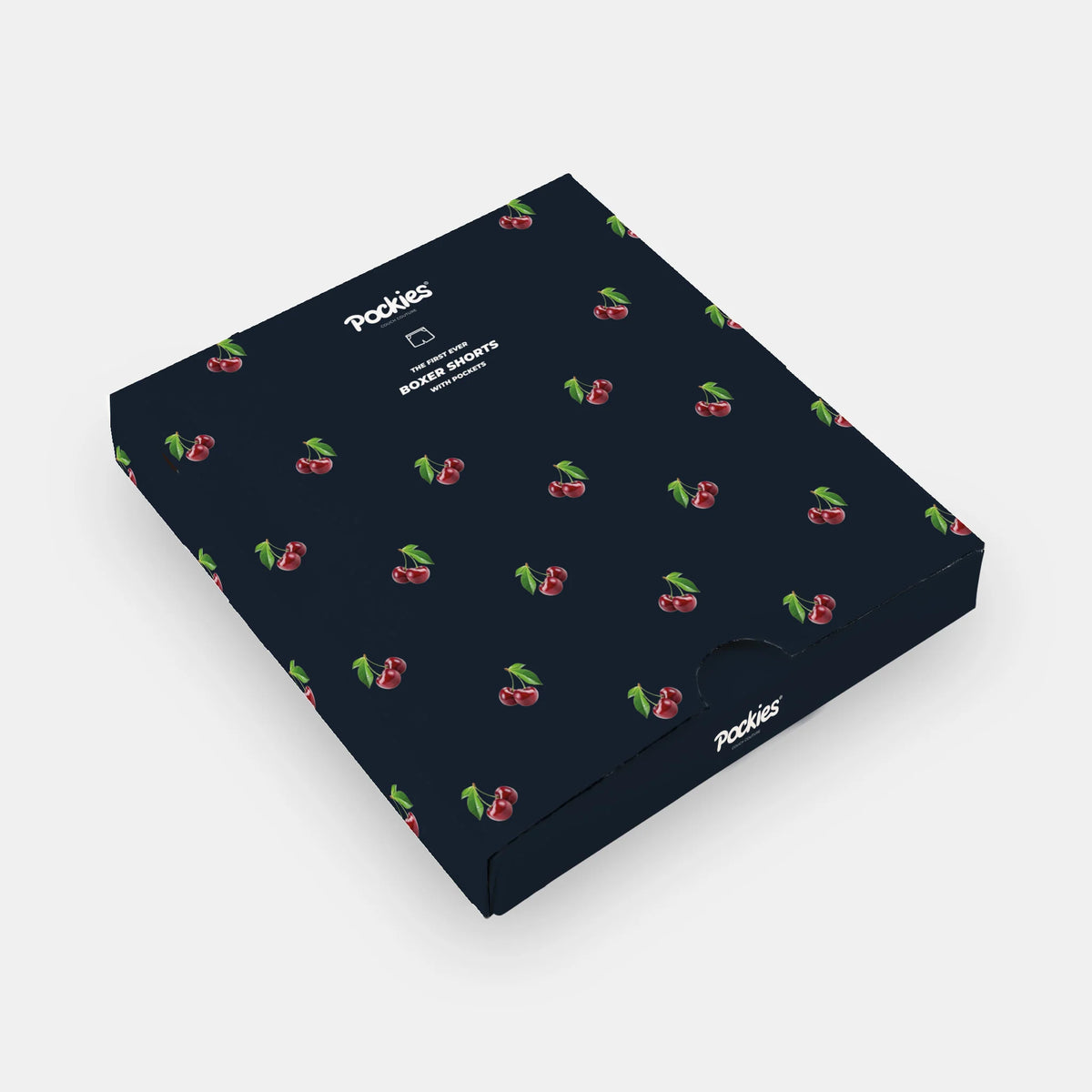Boxer Pockies Cherry marine à imprimé cerises, mise en situation