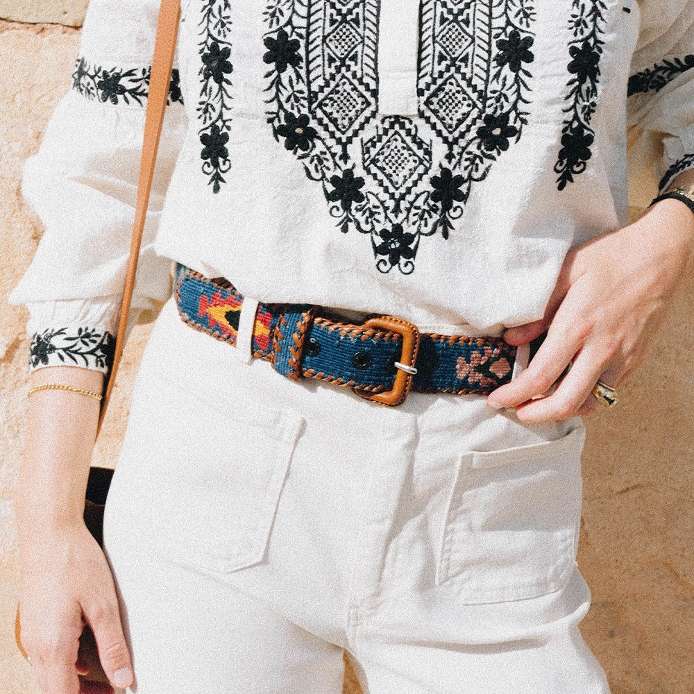 Ceinture tissée unisexe La Mansa Bleu Pétrole, quatrième vue