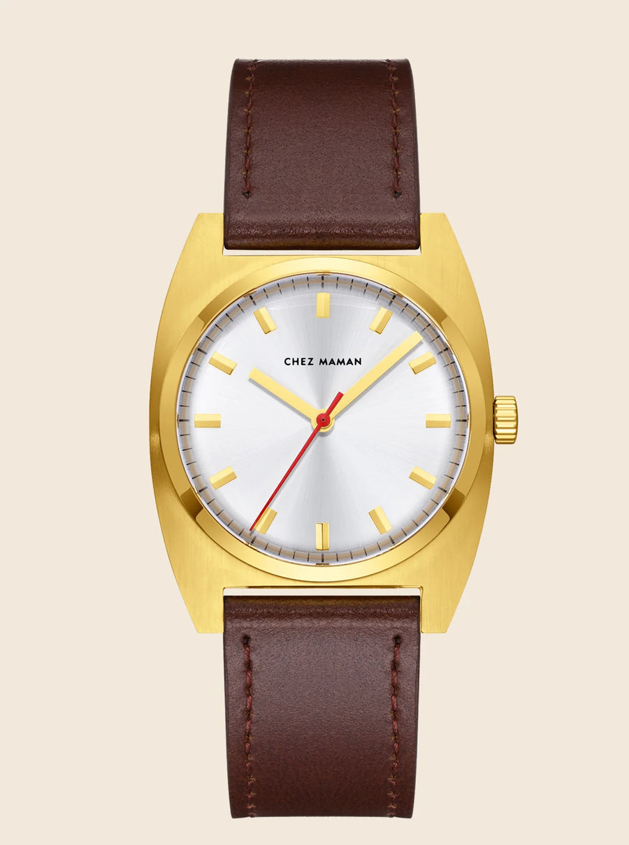 Montre Chez Maman La Phoenix Gold cuir marron, vue principale