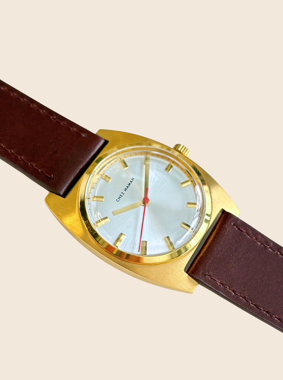 Montre Chez Maman La Phoenix Gold cuir marron, quatrième vue