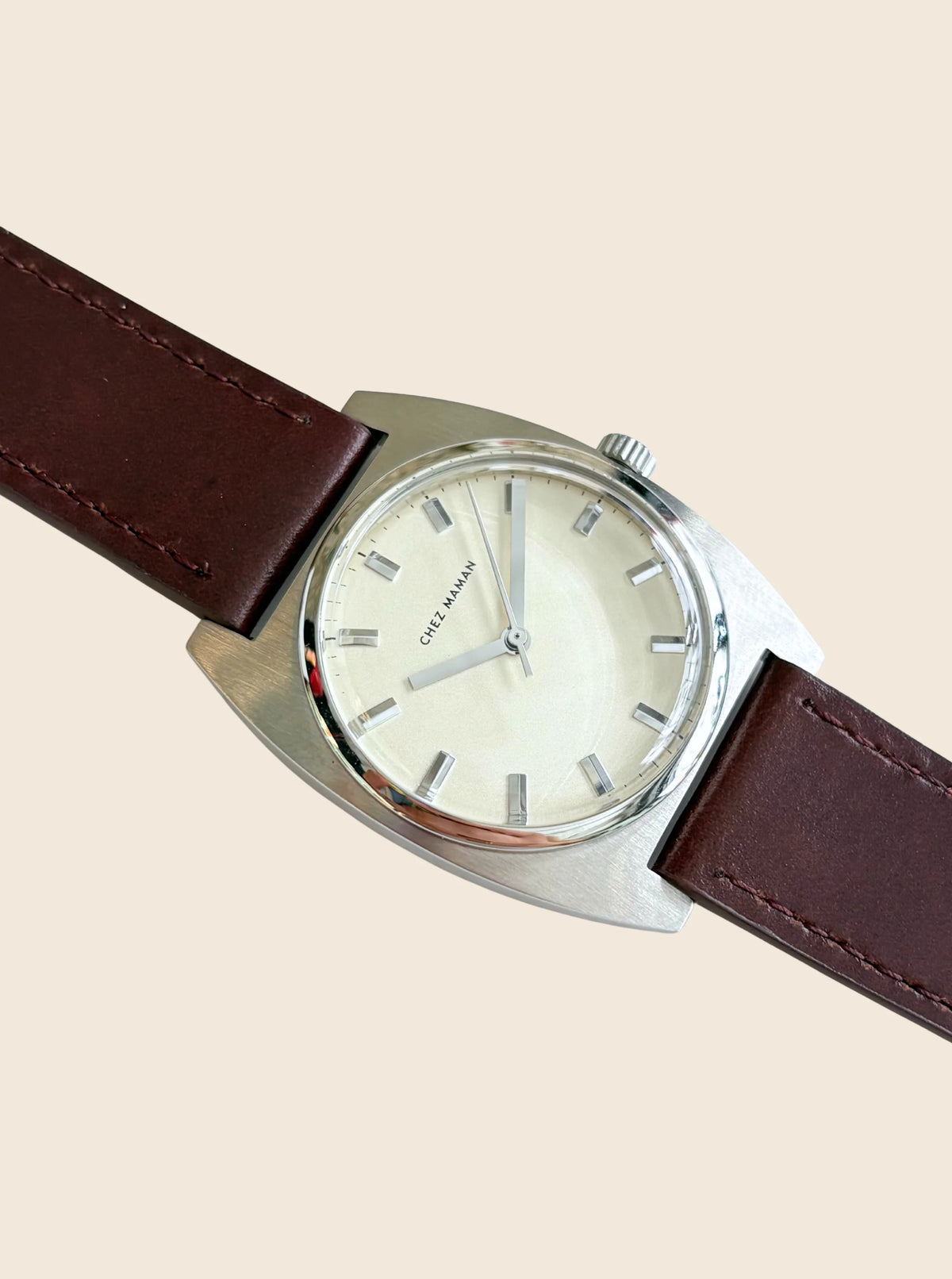 Montre Chez Maman La Phoenix Silver cuir marron, quatrième vue