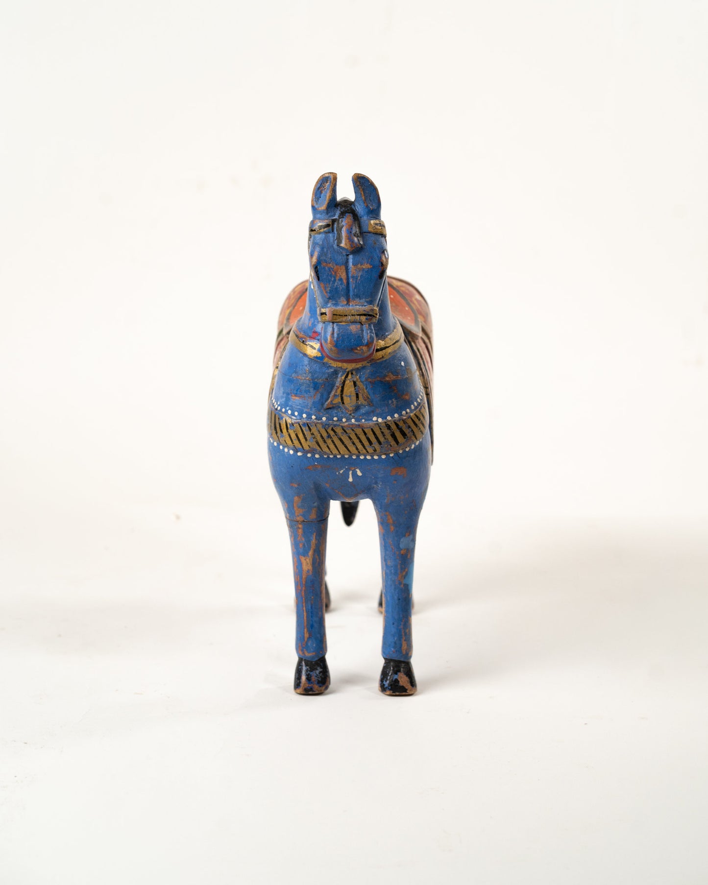 L'ÎLE BLEUE - CHEVAL EN BOIS PEINT MAINS 1