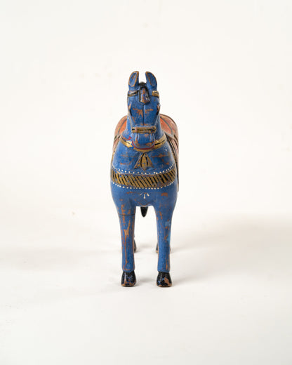 L'ÎLE BLEUE - CHEVAL EN BOIS PEINT MAINS 1