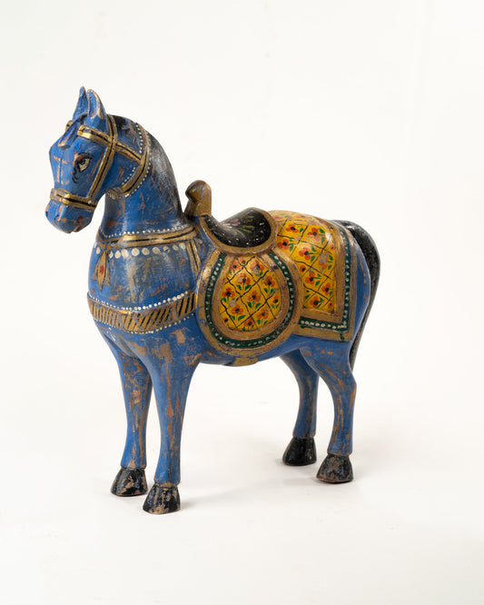 L'ÎLE BLEUE - CHEVAL BOIS PEINT MAINS 2