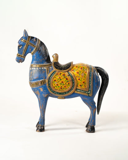 L'ÎLE BLEUE - CHEVAL BOIS PEINT MAINS 2