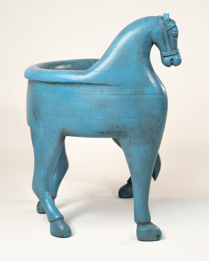 L'ÎLE BLEUE - PETITE CHAISE CHEVAL BOIS BLEU