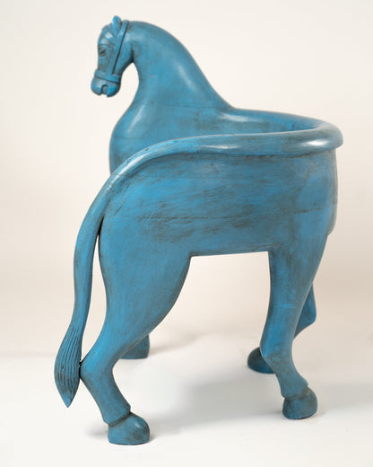 L'ÎLE BLEUE - PETITE CHAISE CHEVAL BOIS BLEU