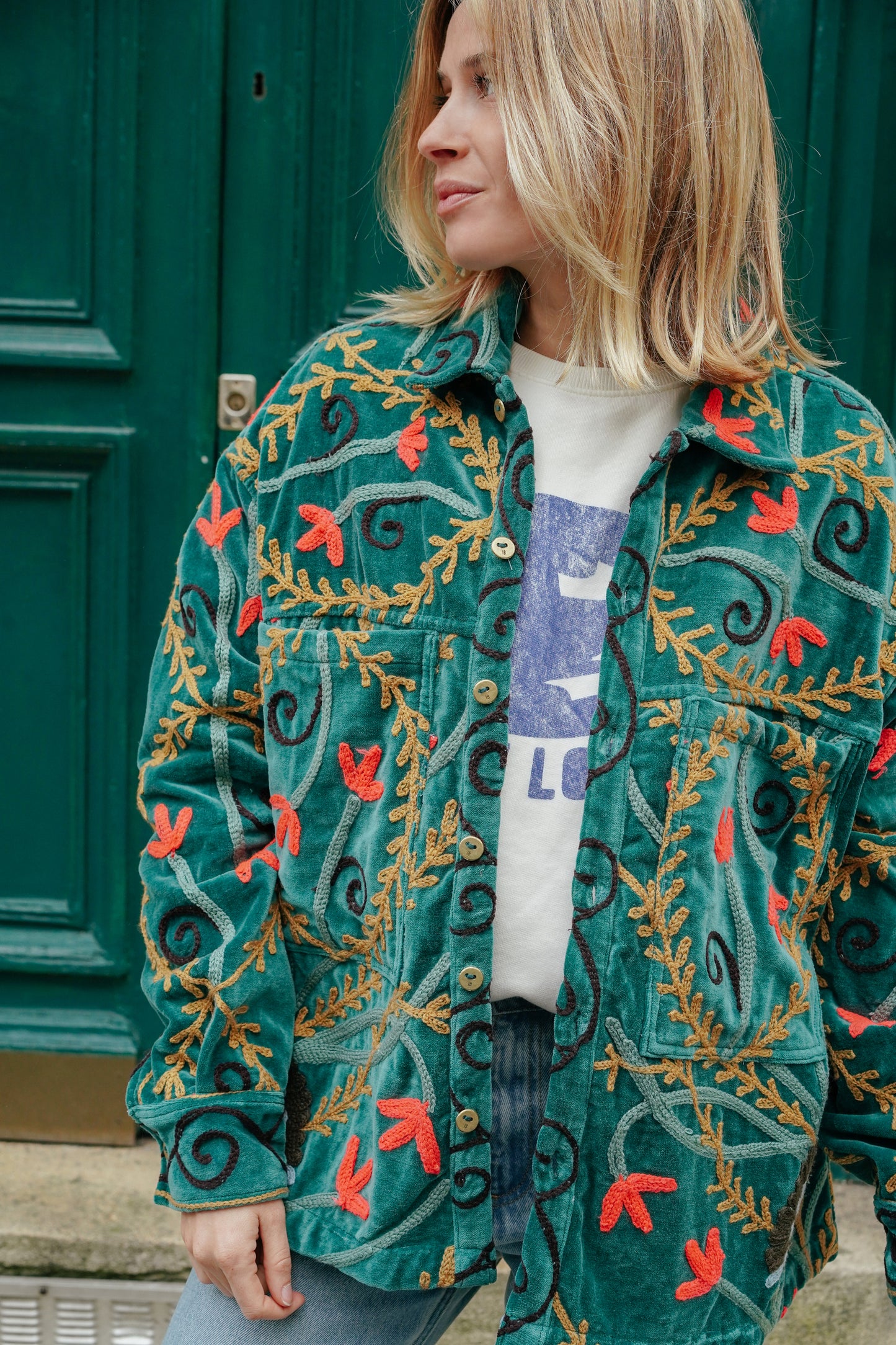 L'ÎLE BLEUE - Veste Kantha Suzani Velours