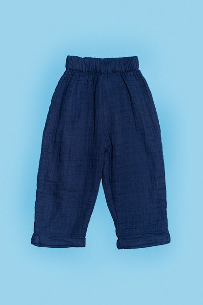 L'ÎLE BLEUE - Pantalon Gaze de Coton Bleu