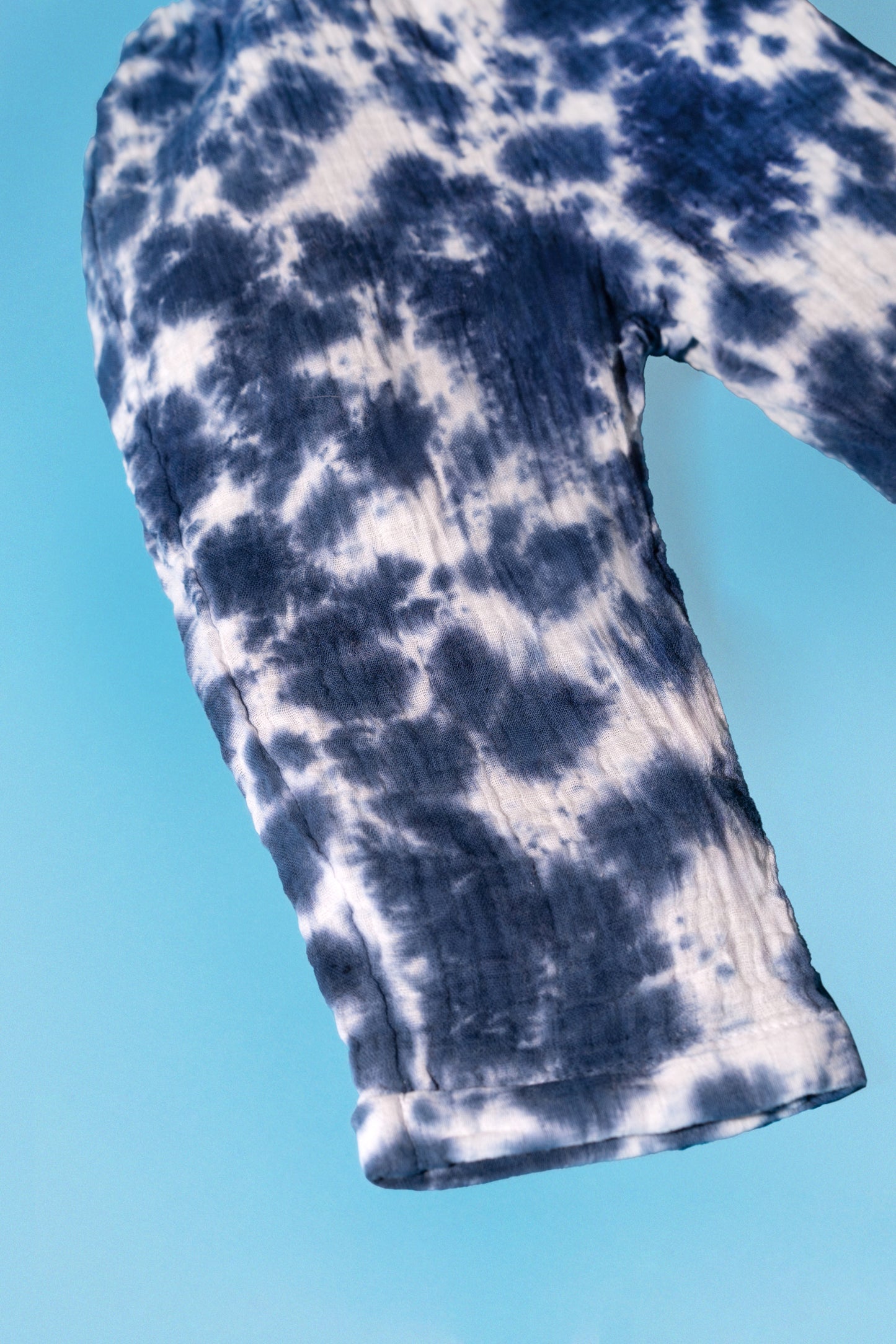 L'ÎLE BLEUE - Pantalon Gaze de Coton Tie & Dye Bleu