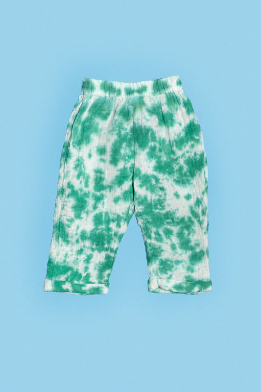 L'ÎLE BLEUE - Pantalon Gaze de Coton Tie & Dye Vert