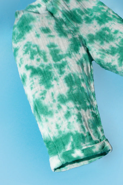 L'ÎLE BLEUE - Pantalon Gaze de Coton Tie & Dye Vert