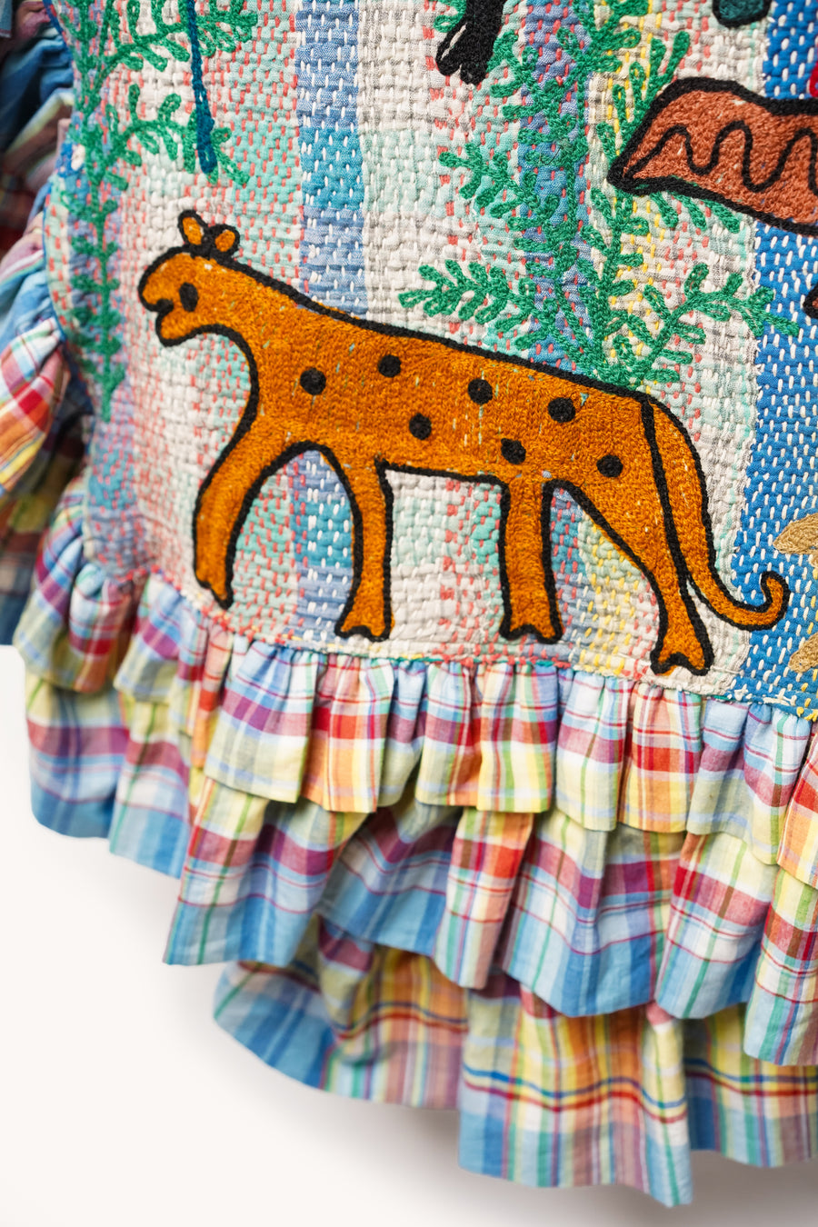 L'ÎLE BLEUE - TAPLAID BRODÉ EN KANTHA ANIMAUX