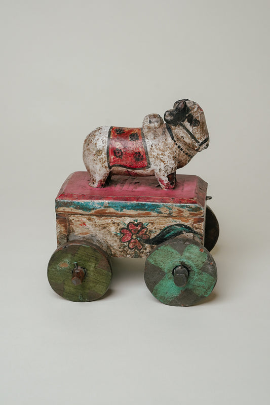 L'ÎLE BLEUE - Vache à Roulettes en Bois d'Acacia