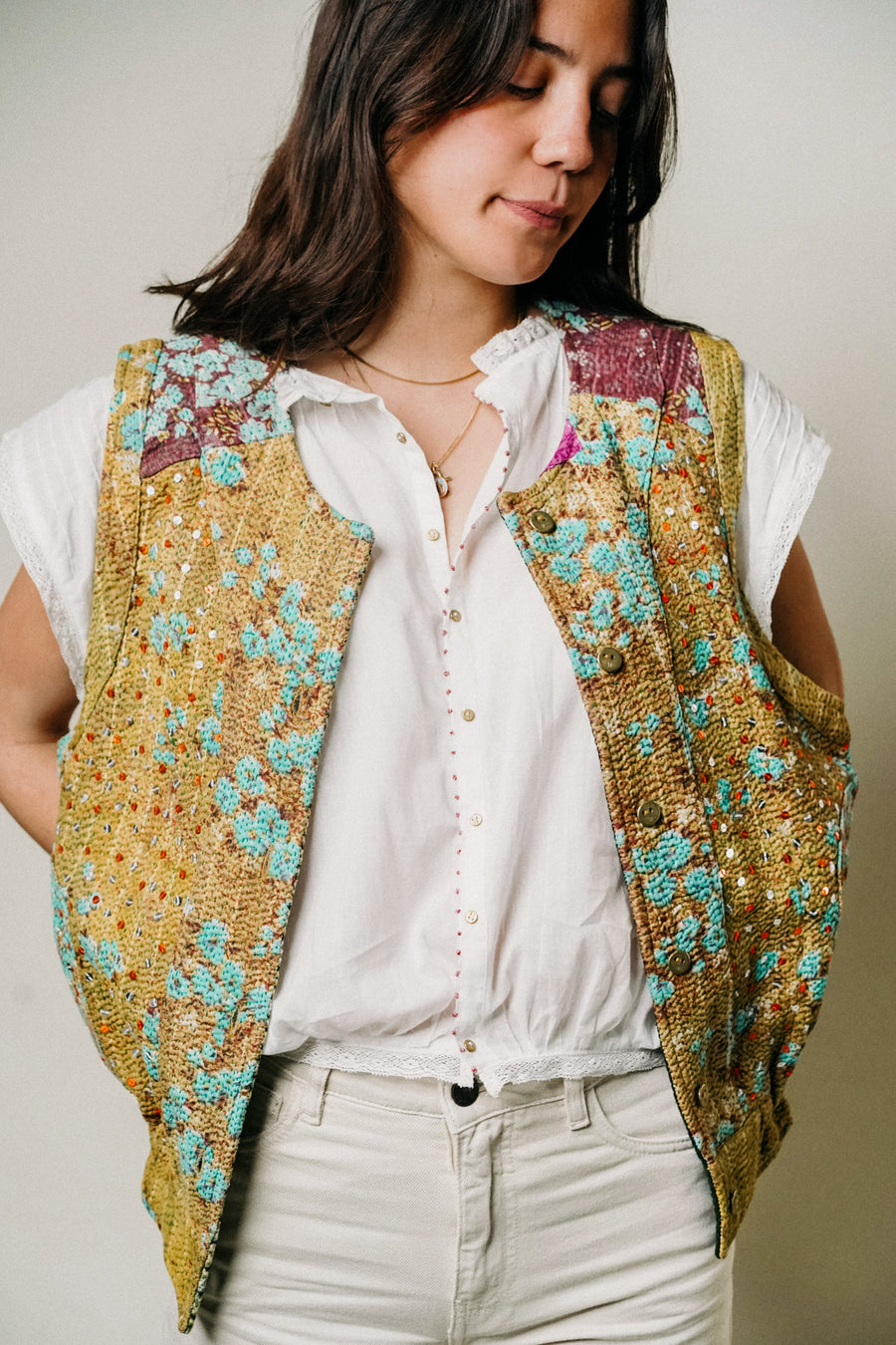 THE BLUE ISLAND - Kantha Sequin Vest